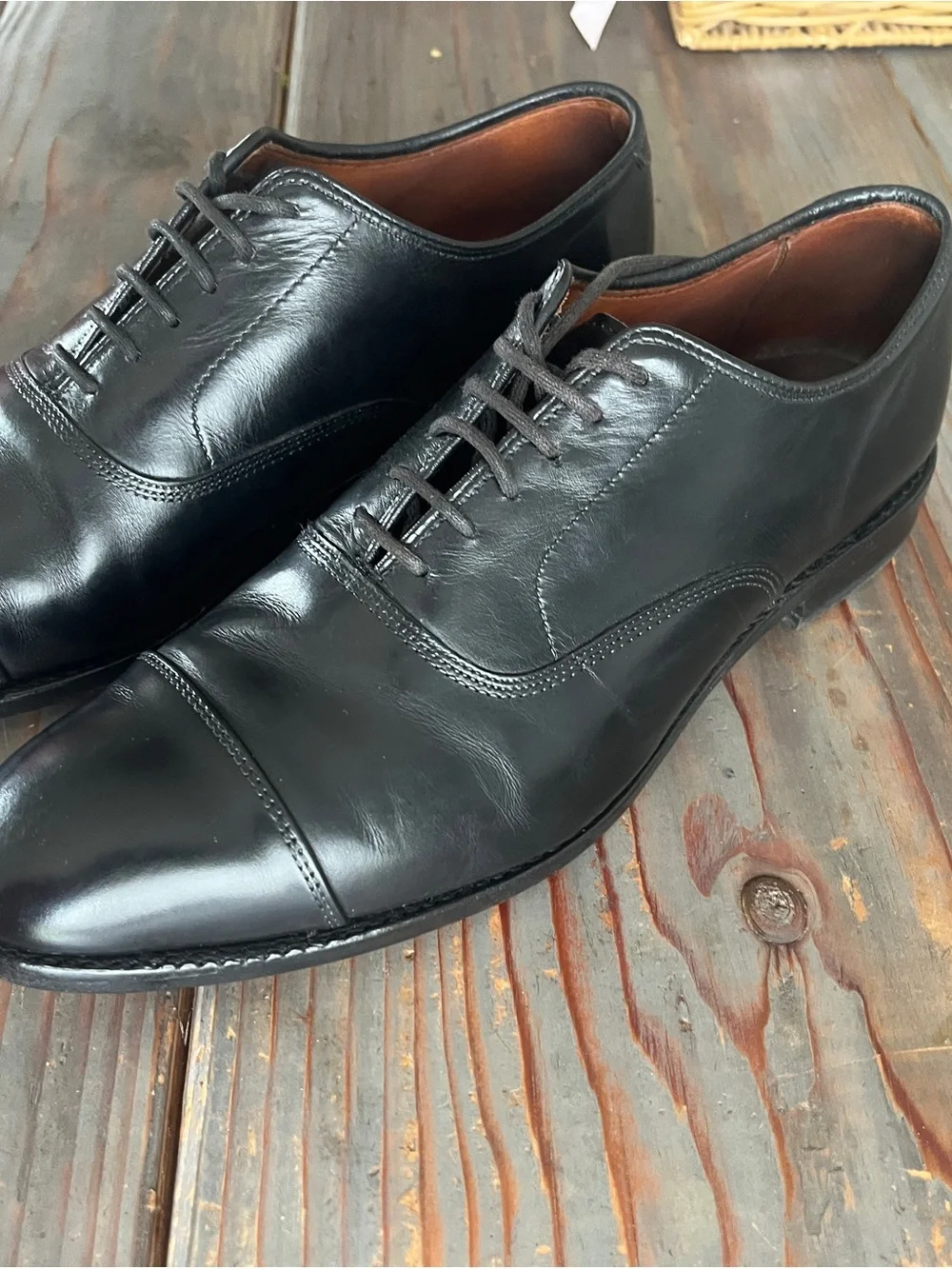 Allen Edmonds Black Leather Cap-Toe Oxford Dress Shoes